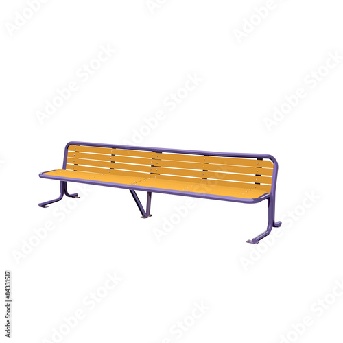 Wooden detailed bench on white