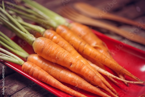 Baby carrots, fresh vegetables grown with pesticides and non-tox