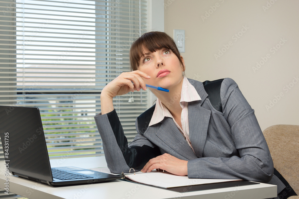The image of business woman in an office The image of business woman in an office