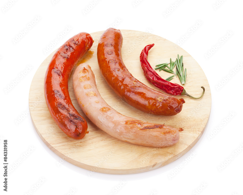 Various grilled sausages with spices
