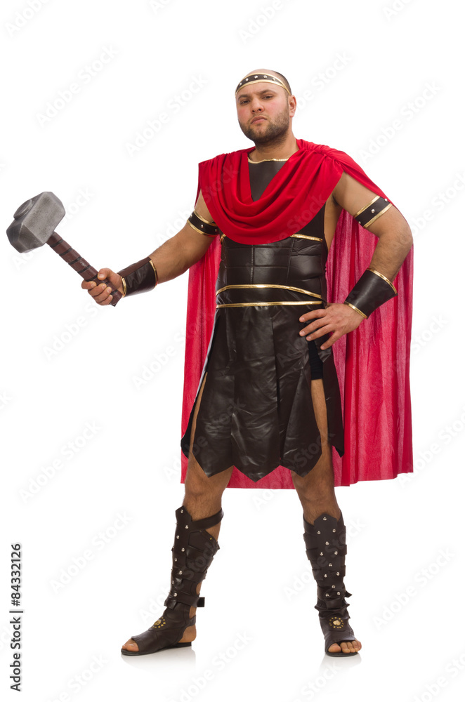 Gladiator with hammer isolated on white Gladiator with hammer isolated on white
