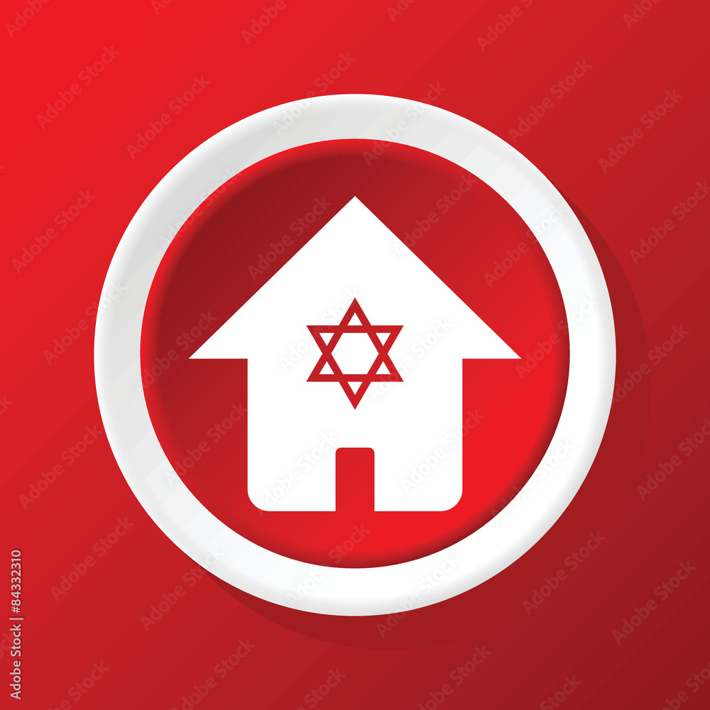 Jewish house icon on red