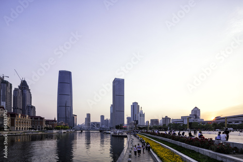 modern buildings at riverbank