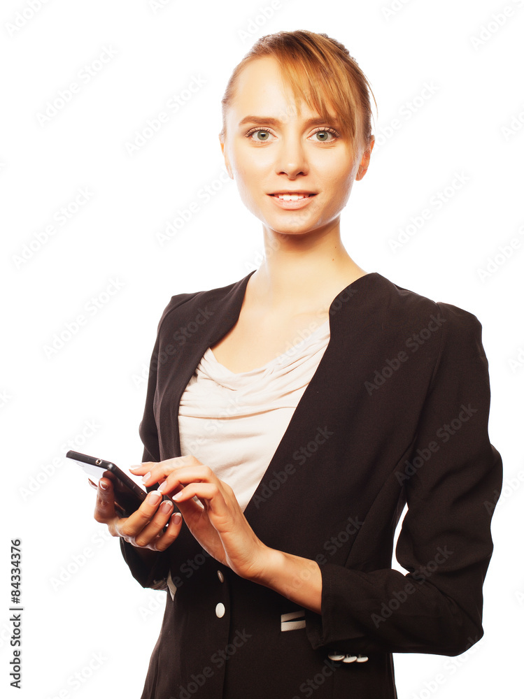 young business woman with mobile phone young business woman with mobile phone