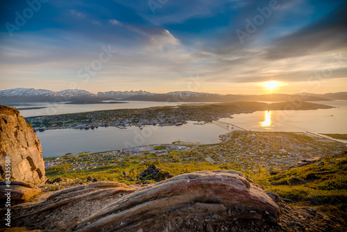 Bilde på lerret Midnight Sun in Tromso, Norway.