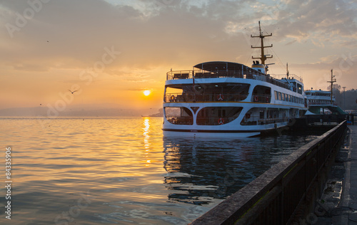 Passenger ship in the water at sunset , Istanbul © rasskaz