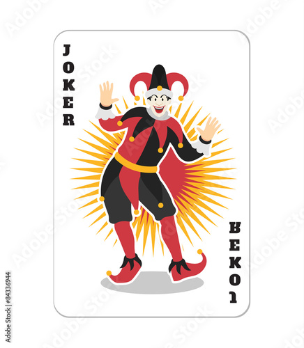 Vector game card with Joker. Flat illustration