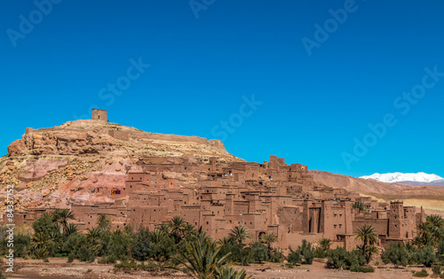 Ait Benhaddou mud town in Morocco desert