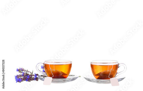 Herbal tea on white background