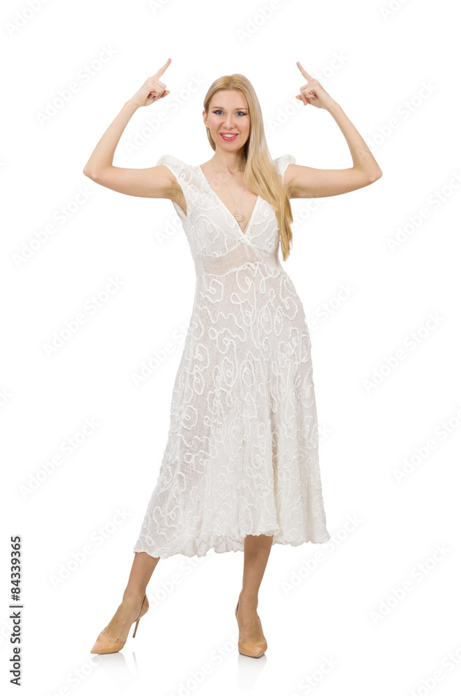 Woman in dress in fashion dress isolated on white