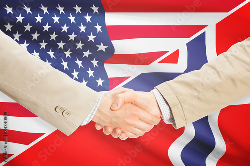Businessmen handshake - United States and Norway