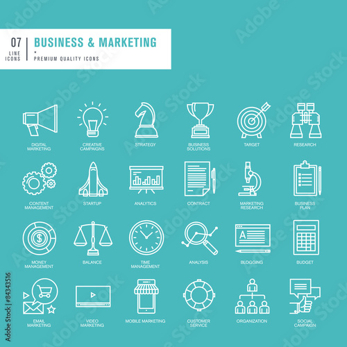 Set of thin lines web icons for business and marketing    