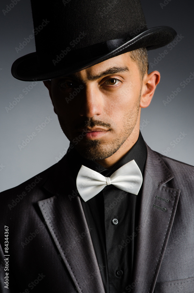 Man with hat in vintage concept
