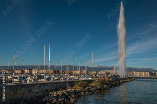 Lake Geneva and the giant fountain