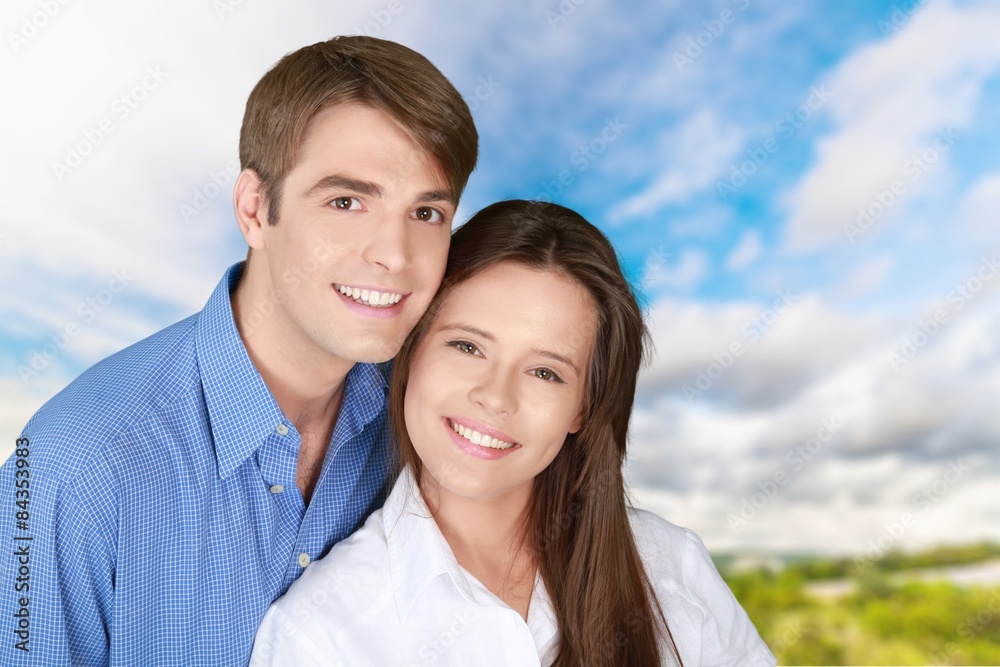 Smiling, Heterosexual Couple, Men. Smiling, Heterosexual Couple, Men.