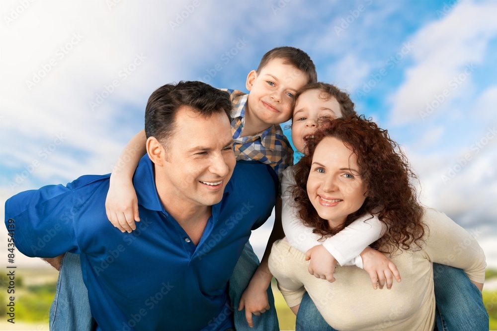 Fototapeta premium Family, Cheerful, Child.