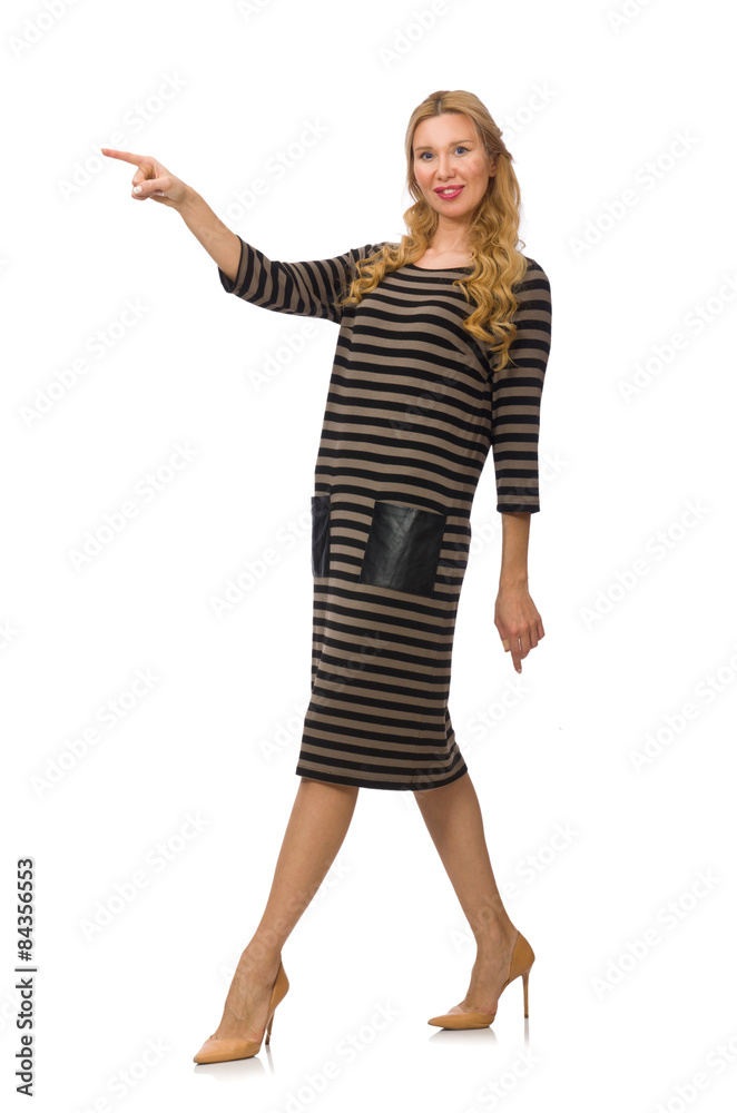 Pretty woman in brown dress isolated on white Pretty woman in brown dress isolated on white