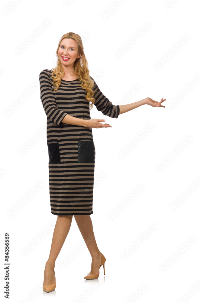 Pretty woman in brown dress isolated on white Pretty woman in brown dress isolated on white