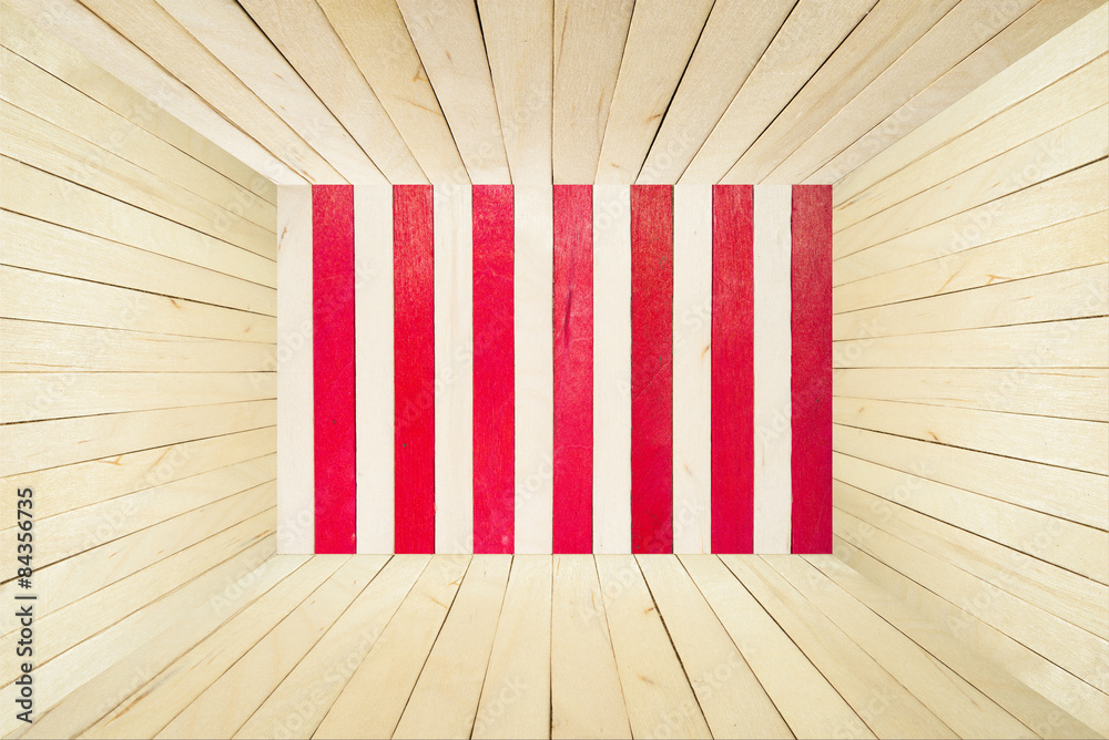 Colorful wood room on wide angle view Colorful wood room on wide angle view