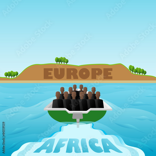 Refugees from Africa to Europe.