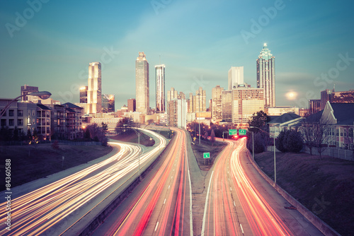 Retro style photo of Atlanta skyline