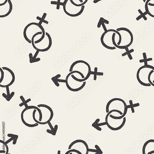 girl and boy doodle seamless pattern background