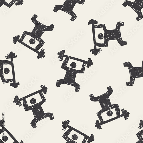 weightlifting doodle seamless pattern background