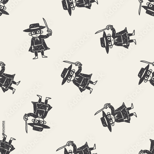 mask man doodle seamless pattern background