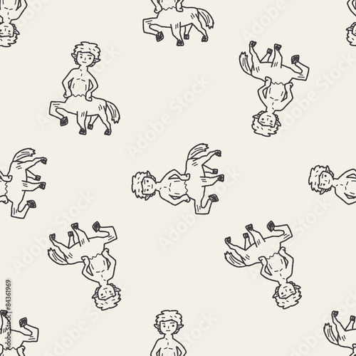 centaur doodle seamless pattern background