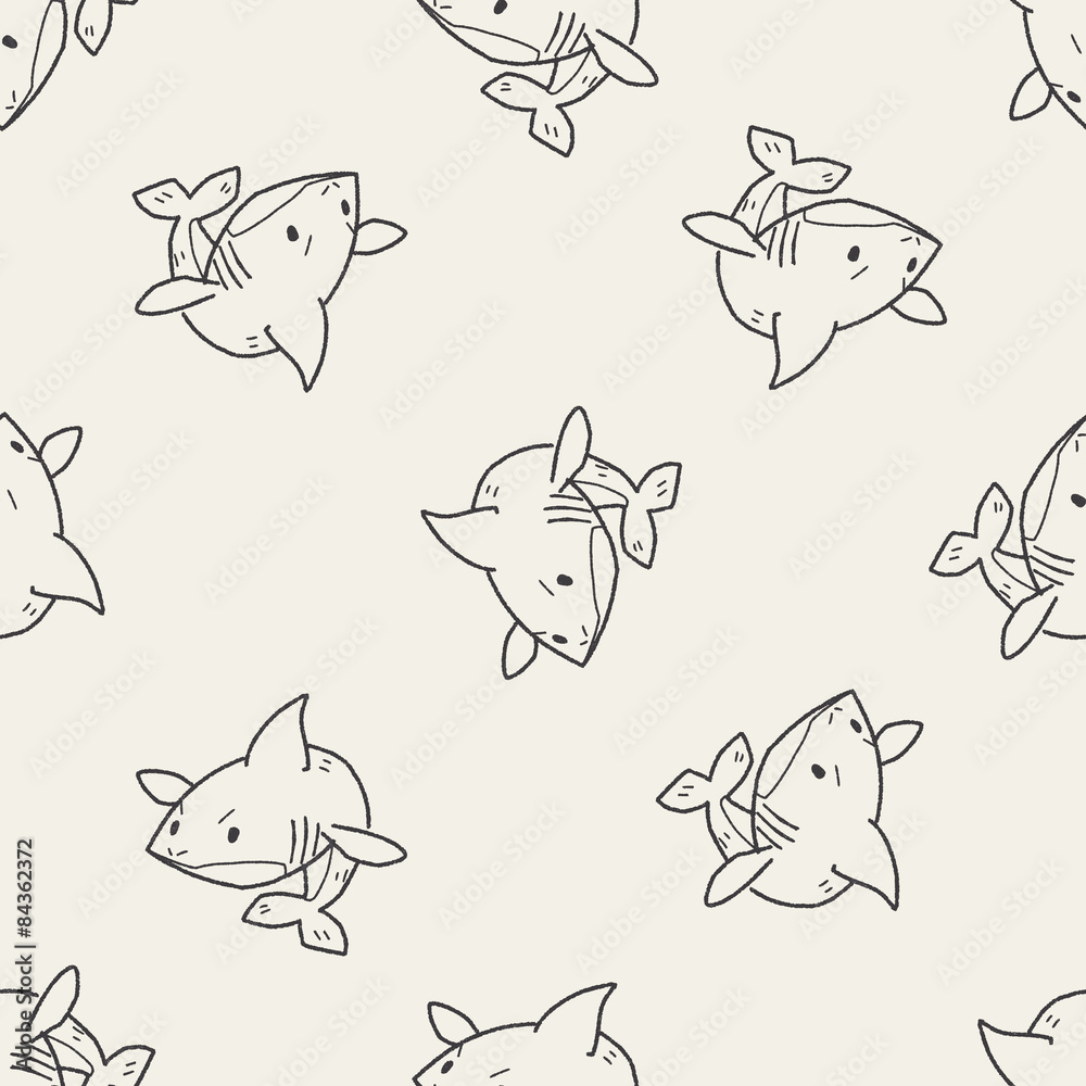 shark doodle seamless pattern background