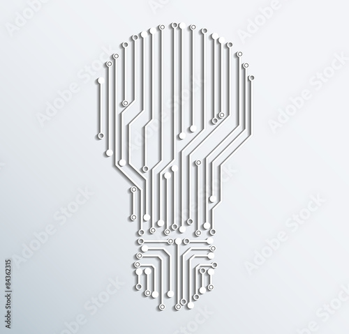 Abstract electronic computer circuit board light bulb icon.vecto