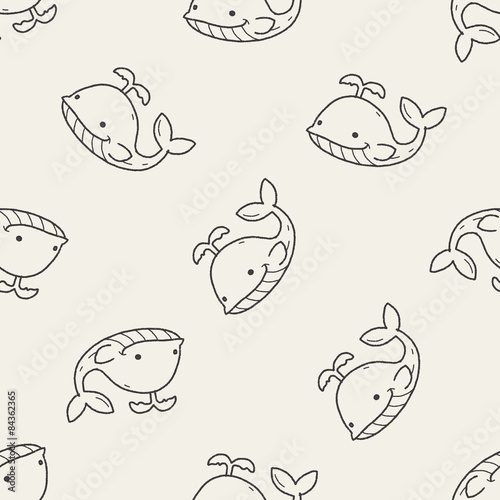 whale doodle seamless pattern background