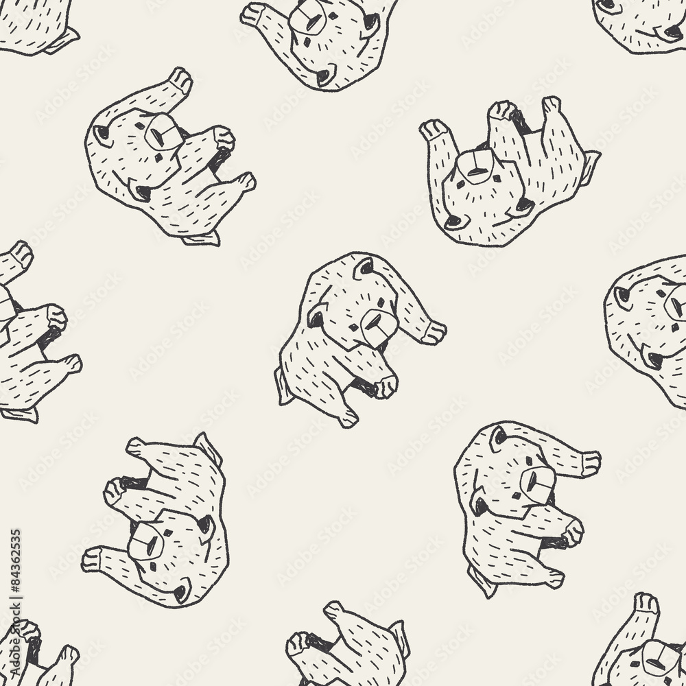 Fototapeta premium bear doodle seamless pattern background