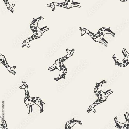 giraffe doodle seamless pattern background