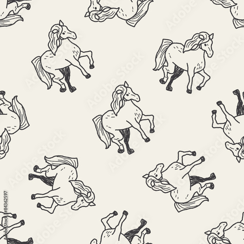 horse doodle seamless pattern background