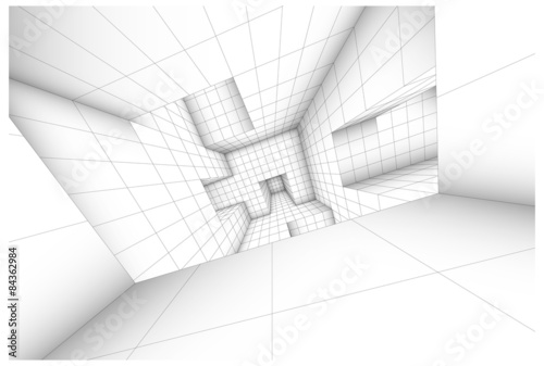 3d futuristic labyrinth shaded vector interior illustration
