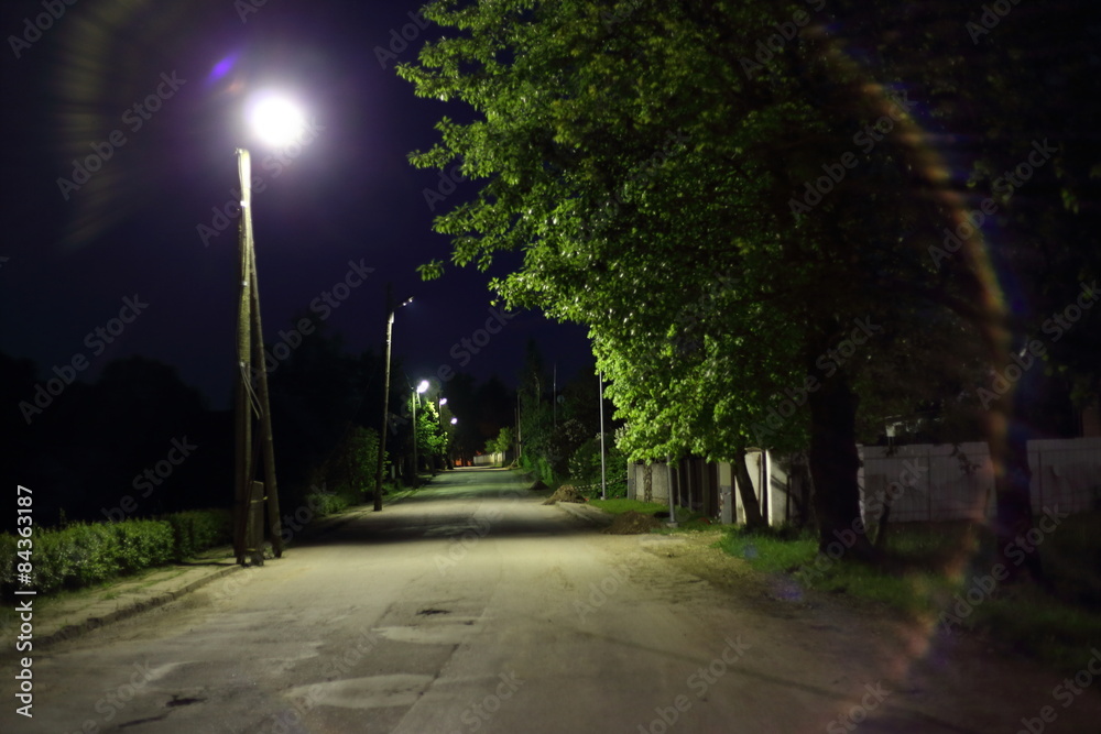 Obraz premium night street in small town