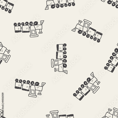 toy train doodle seamless pattern background