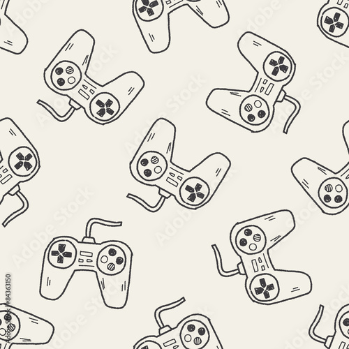 game controller doodle seamless pattern background