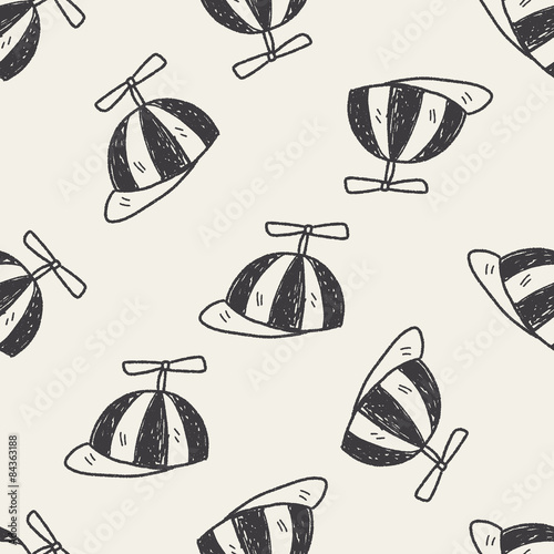 child hat doodle seamless pattern background