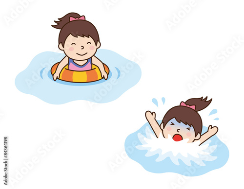 浮き輪の女の子 溺れる女の子 Stock イラスト Adobe Stock