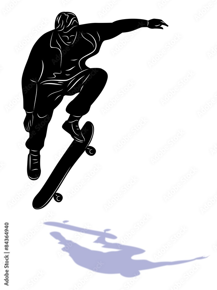 Fototapeta premium skateboarder jumping, vector illustration
