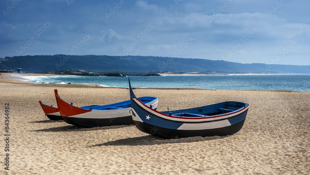 Fototapeta premium Portugal . Costa do Prado. Boats of local fishermen on the beac