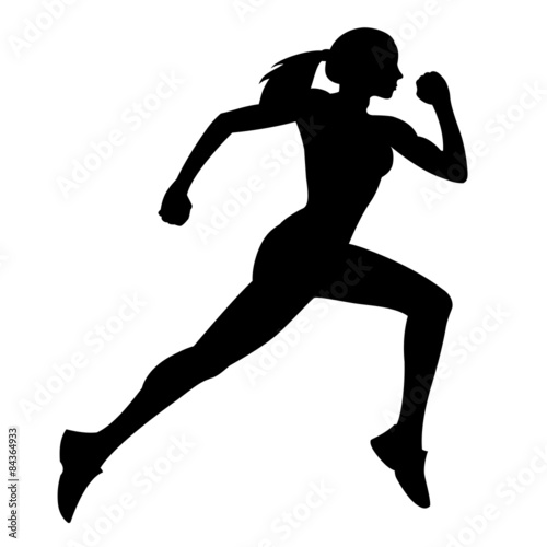 woman runs, vector illustration