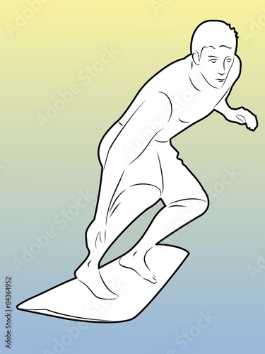 surfer on surfboard, vector illustration