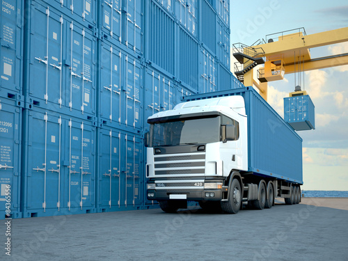 lkw mit containern  photo