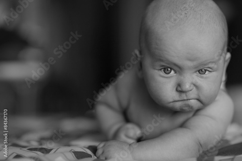 child baby black and white portrait photo