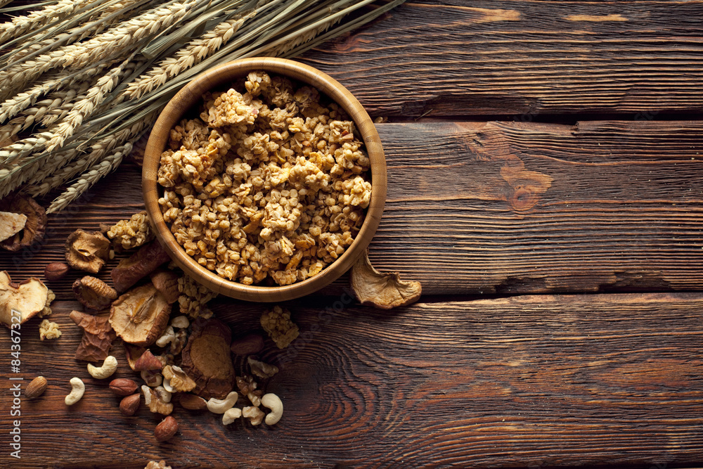 Healthy food - cereals with fruits and nuts Healthy food - cereals with fruits and nuts