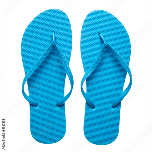 Blue flip-flops isolated