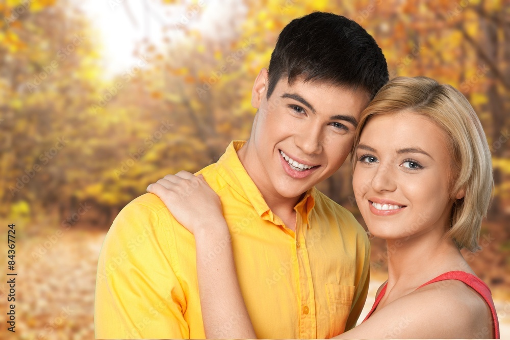 Fototapeta premium Couple, Heterosexual Couple, Cheerful.